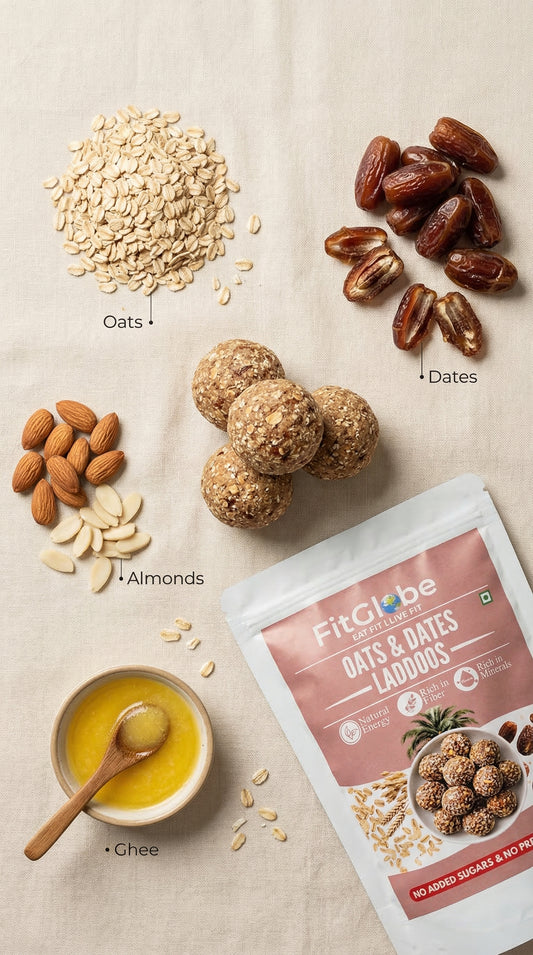 Fit Globe Oats & Dry Fruit Laddu | High Fiber & Energy (100g Trial Pack)